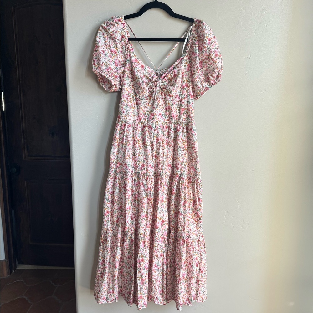 Kingston Gray Floral Cottagecore Feminine Midi dress M Coquette Euro Summer